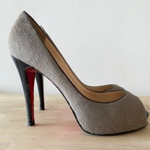 Christian Louboutin Pony Hair Peep Toe Pumps